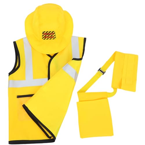 FUNOMOCYA 5 Stück Kleine Schreinerkleidung Outfit Bob Tischler Junge Mädchen Jungen verkleiden sich Kostüme zum Bauherren Kostümkinder Jungenbauer verkleiden sich Arbeiterkostüm Gelb von FUNOMOCYA