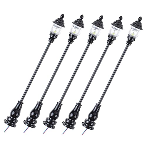FUNOMOCYA 5 Stück Maßstab Stabile Basis Dekorative Weiße LED Lichter für Sandtisch und Modellbahn Detailreiche Mini Park Lampen für Puppenhäuser von FUNOMOCYA