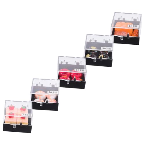 FUNOMOCYA 5 Stück Mini -Kuchenmodell Miniaturfutter kleine Kuchen kleine Obstkuchenfigur Realistischer Kuchen Puppenhaus-Miniatur-Essen winziges Essen Miniaturessen für Puppenhaus Plastik von FUNOMOCYA