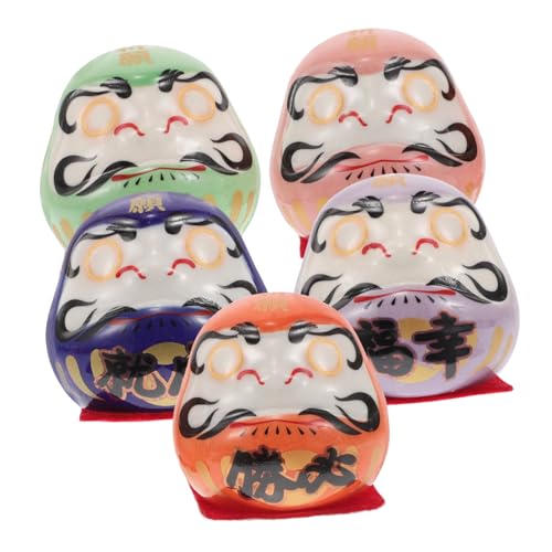 FUNOMOCYA 5 Stück Miniatur-japanische -Puppen Für Schreibtisch- Und Tischdekoration, Keramik- -Puppen, Tischdekoration, Auto-armaturenbrett-Figur, Japanisches von FUNOMOCYA
