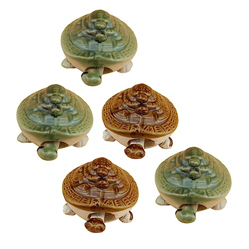 FUNOMOCYA 5 Stück Teiliges Keramische Schildkröten Dekoration für Aquarium Lebensechte Miniatur Figuren für Fischbecken Geeignet für Süß und Pflegeleicht und Sicher Zufällige Farbe von FUNOMOCYA