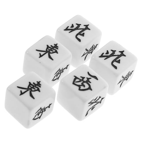 FUNOMOCYA 5 Stück Teiliges Mahjong Würfel Windrichtung Würfel mit Abgerundeten Ecken Leicht und Kompakt für Brettspiele Partys Familienfeiern Dekoratives Spielzubehör von FUNOMOCYA