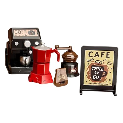 FUNOMOCYA 5 Stück Teiliges Mini Kaffeevollautomaten Modell Set Realistischer Miniatur Kaffeezubereiter Detailreiche Puppenhaus Dekoration Sammlerstück für Mini Haus Zubehör für Kleine Räume von FUNOMOCYA