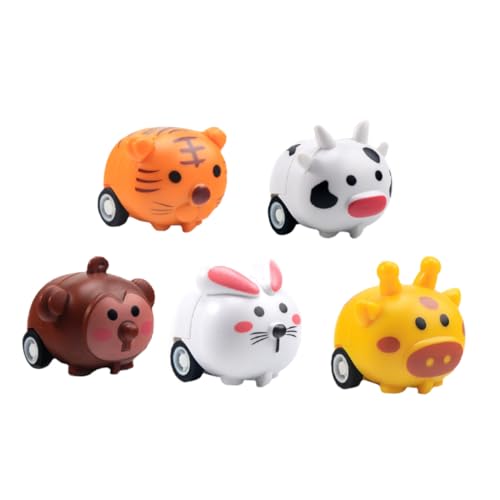 FUNOMOCYA 5 Stück Teiliges Mini Rückziehauto Babyspielzeug mit Tiermotiven Langlebig Leicht Tragbar als Partygeschenk für Kleinkinder Jungen Mädchen Ab Jahr von FUNOMOCYA