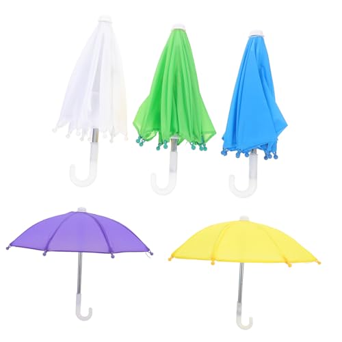 FUNOMOCYA 5 Stück Teiliges Miniatur Bunte Puppenhaus Dekoration Lebensechte Kleine Mini Regenschirme für Miniaturmöbel und Mini Dollhouse Zubehör von FUNOMOCYA