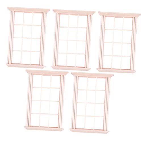 FUNOMOCYA 5 Stück Teiliges Miniatur Holzfenster Puppenhaus Fensterrahmen aus Hochwertigem Holz Dekorative Mini Möbel für DIY Basteln Fördert Kreativität und Feinmotorik bei Kindern von FUNOMOCYA