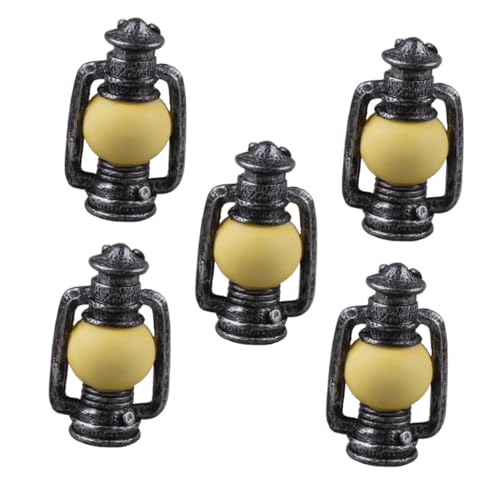 FUNOMOCYA 5 Stück Teiliges Miniatur Kerosinlampe aus Robustem Harz Realistische Puppenhaus Dekoration Kleines Tragbares Wohnaccessoire für Miniaturhäuser und Modelle von FUNOMOCYA
