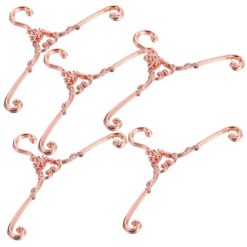 FUNOMOCYA 5 Stück Teiliges Miniatur Kleiderbügel aus Hochwertigem Metall in Roségold Elegante Puppenkleiderhalter für Puppenhaus zur Stilvollen Präsentation und Organisation von von FUNOMOCYA