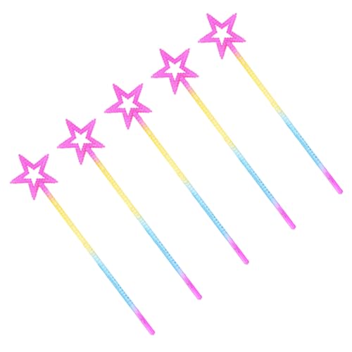 FUNOMOCYA 5 Stück Teiliges Sternförmige Feenstäbe für Mädchen Party Performance Stäbe aus Sicherem Kunststoff Buntes Partyzubehör für Geburtstag Bühnenauftritte und Verkleidung von FUNOMOCYA