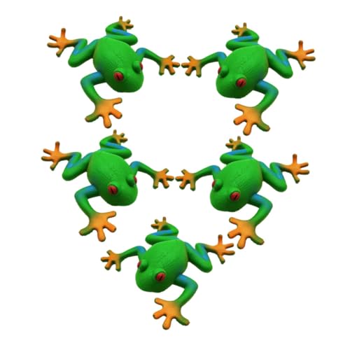 FUNOMOCYA 5 Stück Teiliges Weiches Dehnbares Frosch-quetschspielzeug Stressabbauendes Fingerspielzeug für Lustiges Party- Flexibles Anti-Stress Tier-Squeeze-Toy für Klassenzimmer von FUNOMOCYA