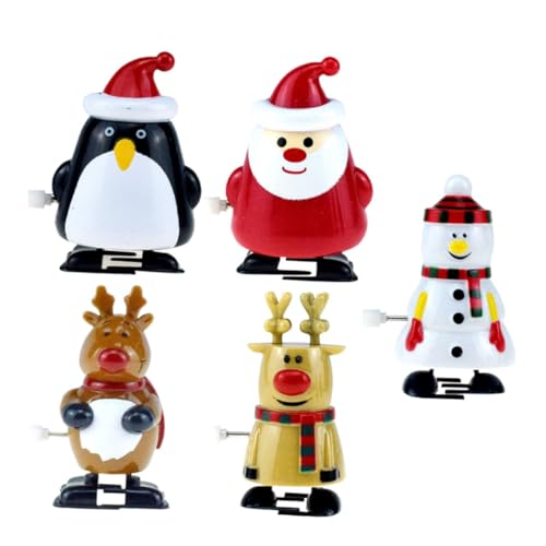 FUNOMOCYA 5 Stück Weihnachtsmann- Weihnachten Schneemann Aufziehspielzeug Gehen Weihnachtsfeier Gefallen Weihnachtsspielzeug Zum Aufziehen Weihnachtsdekorationen Plastik Dunkelbraun von FUNOMOCYA