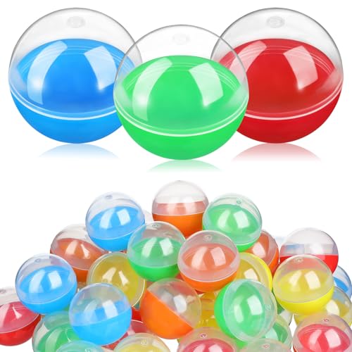 FUNOMOCYA 50 Stück Bunte Befüllbare Kunststoffkugeln Stabile Teilbare Plastikkugeln zum Befüllen mit Süßigkeiten und Vielseitig für Party Hochzeit Geburtstag Wiederverwendbar von FUNOMOCYA