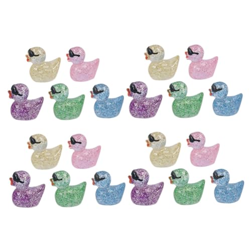 FUNOMOCYA 50 Stück Leuchtende Miniatur Enten Figuren aus Resin Bunte Micro Landschaft Dekoration für Garten Aquarium Puppenhaus Balkon Langlebig und Detailreich Gestaltet von FUNOMOCYA