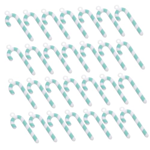 FUNOMOCYA 50 Stück Mini Candy Cane Dekoanhänger Grün Gestreift Kleine Weihnachtsschmuck DIY Bastelzubehör für Baumdeko Partyaccessoires Vielseitige Bastelmaterialien von FUNOMOCYA