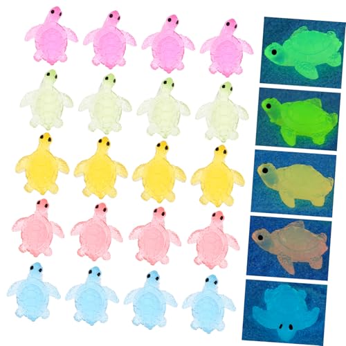 FUNOMOCYA 50 Stück Mini Leuchtende Schildkröten aus Robustem Harz Bunte Miniatur schildkröten Figuren mit Nachtleuchteffekt Vielseitige Dekoration für Garten Aquarium Topf und DIY von FUNOMOCYA