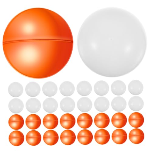 FUNOMOCYA 50 Stück Offene Lotteriekugeln aus Kunststoff Wiederverwendbare Bunte Loskugeln für Gewinnspiele Partys Feste Spielspaß mit Befüllbaren Haltbaren PVC Bällen in Orange und Weiß von FUNOMOCYA