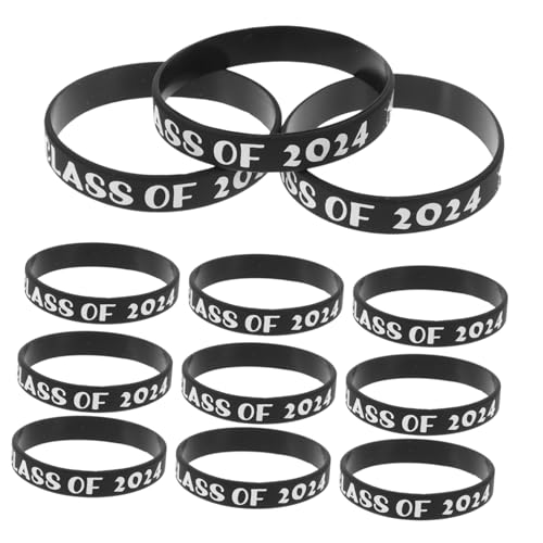 FUNOMOCYA 50 Stück Silikon Armbänder Class Of für Abschlussfeiern Tragbare und Elastische Handgelenkband Anhänger Dekorative Armbänder für Studenten und Schüler Umfang von FUNOMOCYA