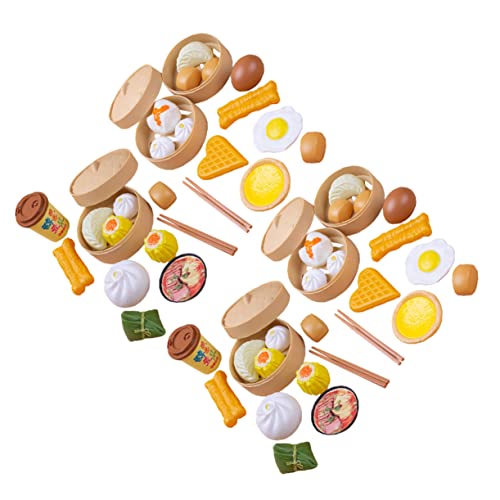 FUNOMOCYA 58 Stück Teiliges Spiellebensmittel aus Kunststoff Realistische Gedämpfte Brötchen Leichtes Rollenspiel Küchenspielzeug für Fördert Feinmotorik und Fantasievolles von FUNOMOCYA