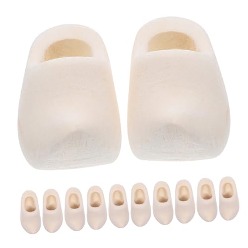FUNOMOCYA 6 Paare Miniatur Holzschuhe Unbemalte Niederländische Holzclogs für Puppenhaus DIY Bastelprojekte Feine Details Vielseitige Dekoration von FUNOMOCYA