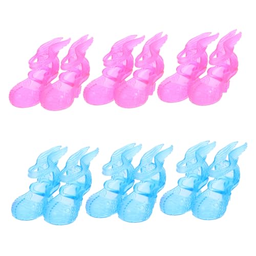 FUNOMOCYA 6 Paare Puppenschuhe für Puppen Kleine Mini Schuhe High Heels für Rollenspiel Party und Ankleiden Geeignet für Feine Füße Buntes Blau von FUNOMOCYA