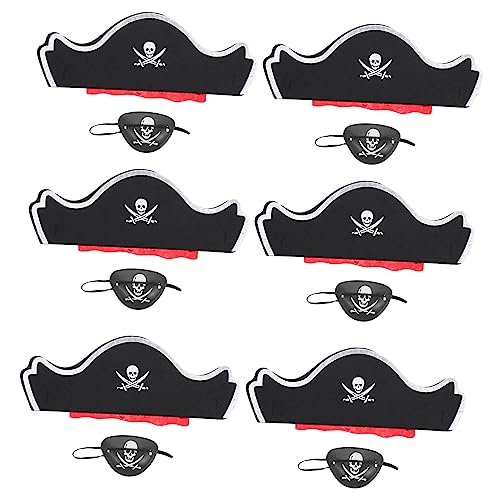 FUNOMOCYA 6 Sätze Teiliges Piraten Party mit Piratenhüten und Augenklappen Dekoratives Halloween Kostüm Zubehör für Erwachsene für Piraten Mottoparty Cosplay Schulspiele und von FUNOMOCYA