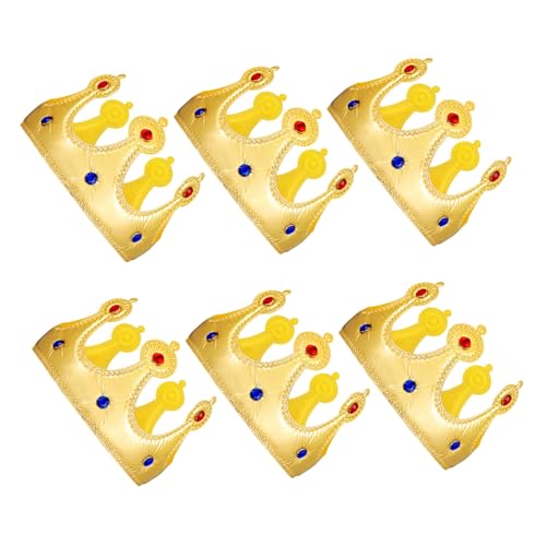 FUNOMOCYA 6 Stück Geburtstagskrone Goldene Königskrone Hut für Jungen Mädchen Verstellbare Geburtstagsmütze für Geburtstag Kostüm Zubehör Festliches Event Accessoire von FUNOMOCYA
