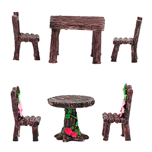 FUNOMOCYA 6stücke Miniatur Tisch Und Stühle Feengartenzubehör Miniaturmöbel Gartenmöbel Harz Ornamente Für Junge Mädchen Spielzeug Und Dekoration von FUNOMOCYA