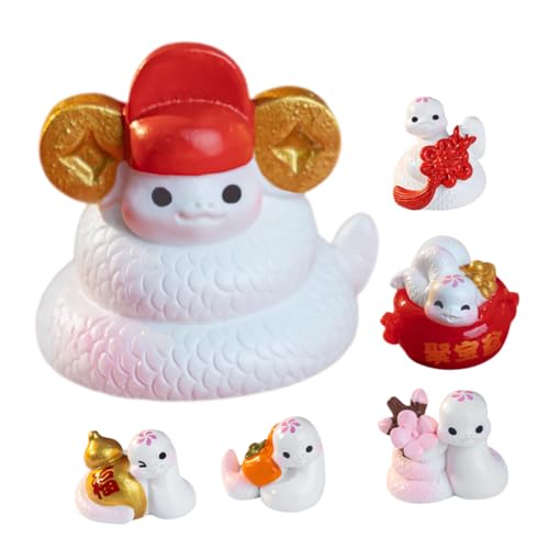 FUNOMOCYA 6 Stück Miniatur Snake Figuren Resin Schlange Statue für Neujahr und Dekoration Kreative Haustier Ornamente für Auto und Tisch Bezaubernde Wohnkultur Accessoires von FUNOMOCYA
