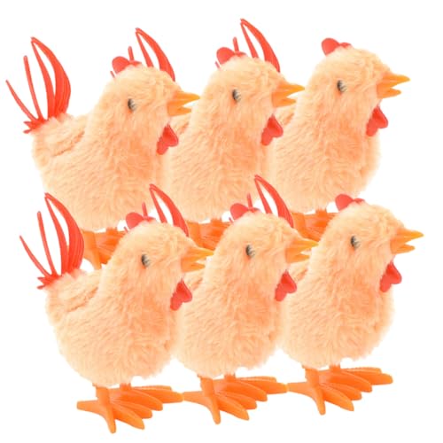 FUNOMOCYA 6 Stück Teiliges Aufziehspielzeug Hüpfendes Küken Lustige Plüsch hühnerspielzeuge mit Mechanischem Dekorative Kinderparty Spielzeuge Weiche Novelty Toys für Junge Mädchen und von FUNOMOCYA