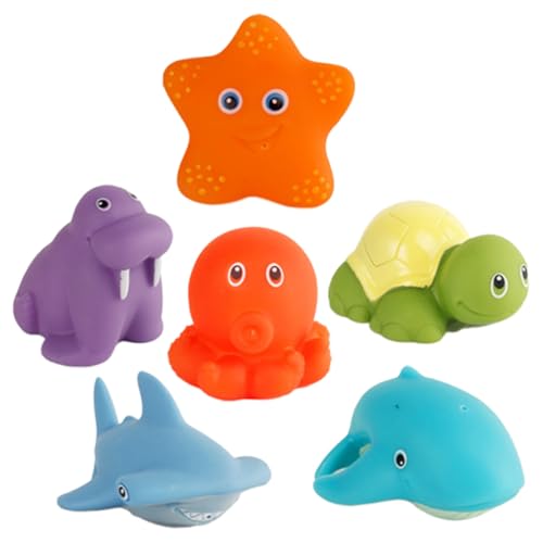 FUNOMOCYA 6 Stück Teiliges Badewannenspielzeug mit Wärme Empfindlicher Farbwechsel Funktion Schwimmende Cartoon Tiere Wasserspritzend Sicher für Kleinkinder für Badespaß und Sensorisches von FUNOMOCYA