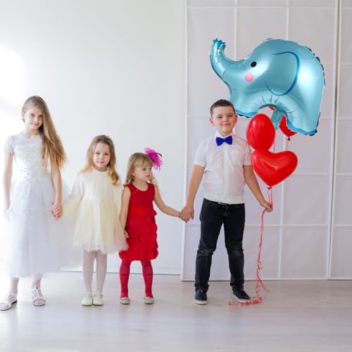 FUNOMOCYA 6 Stück Teiliges Blaue Elefanten Folienballons Kreative Partydeko für Kindergeburtstag Babyparty Festival Langlebig Einfach Aufzublasen Wiederverwendbar Einzigartige Geschenkidee von FUNOMOCYA