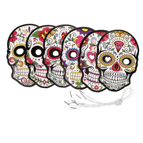 FUNOMOCYA 6 Stück Teiliges Day Of The Dead Papierschädelmasken Cosplay Papiermasken für Halloween Kostüm Mexikanische Totenkopf Dekoration Praktische und Wiederverwendbare Papiermasken FUNOMOCYA 6 Stück Teiliges Day Of The Dead Papierschädelmasken Cosplay Papiermasken für Halloween Kostüm Mexikanische Totenkopf Dekoration Praktische und Wiederverwendbare Papiermasken von FUNOMOCYA