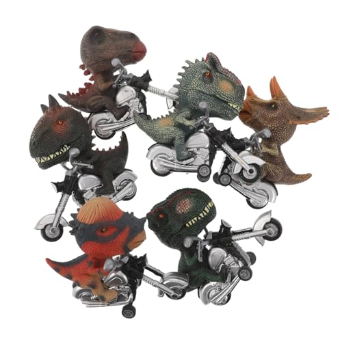 FUNOMOCYA 6 Stück Teiliges Dino Pull-Back Fahrzeuge Set Dinosaurier Motorrad mit Trägheitsantrieb Batteriefreies Inertia Car Toys Robustes Zugauto für Drinnen und Draußen Pädagogisch für von FUNOMOCYA