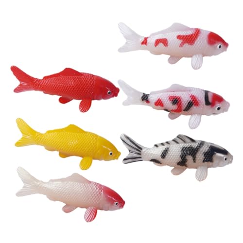 FUNOMOCYA 6 Stück Teiliges Koi Fisch Modell aus Robustem PVC Farbbeständig Realistische Kleine Fische für Aquarium Deko Teich Ornamente Fotografie Requisiten Farbenfrohe Fischtank von FUNOMOCYA