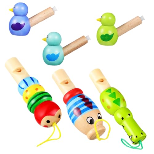 FUNOMOCYA 6 Stück Teiliges Kreative Tierpfeifen aus Holz und PVC Lustiges Kinderspielzeug zur Musikförderung Leicht und Tragbar Geeignet als Geburtstags von FUNOMOCYA