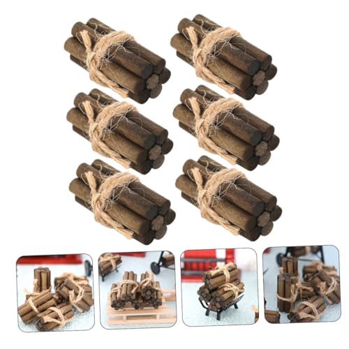 FUNOMOCYA 6 Stück Teiliges Mini Feuerholz Stapel Puppenhaus Dekoration Realistisch Gestaltetes Modell für Puppenstube Detailreiche Miniatur Holzdeko von FUNOMOCYA