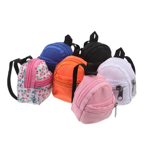 FUNOMOCYA 6 Stück Teiliges Mini Puppen-Rucksack Leichte Stoff-Schultasche mit Reißverschluss Robust und Einfach zu Reinigen für Puppenhaus Zubehör Rollenspiele und Outdoor-spaß von FUNOMOCYA