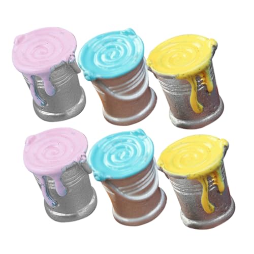 FUNOMOCYA 6 Stück Teiliges Miniatur Farb Eimer Kleine Puppenhaus Dekoration Glatte Oberfläche Realistische Mini Farbdose Modelle für Detailreiche Puppenhausgestaltung von FUNOMOCYA