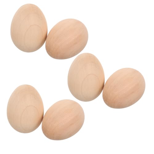 FUNOMOCYA 6 Stück Teiliges Naturfarbener Holz Eier zum Bemalen Glatte Oberfläche DIY Holz handwerks Eier für Osterdeko Kreativitätsförderung und Vielseitige Dekoration im Haus und Garten von FUNOMOCYA