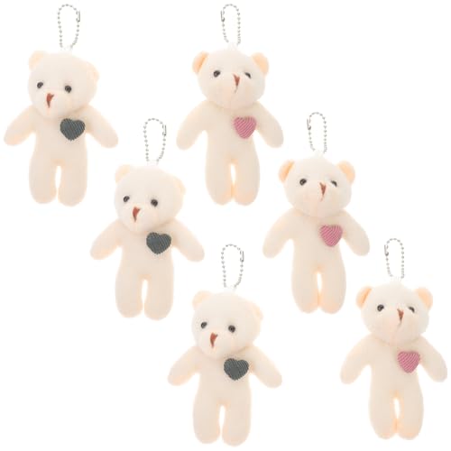 FUNOMOCYA 6 Stück Teiliges Plüsch bär Schlüsselanhänger mit Süßem Design Weichem Material und Langlebiger Verarbeitung Dekorative Anhänger für Taschen und Geschenke von FUNOMOCYA