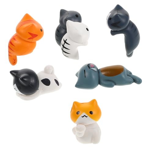 FUNOMOCYA 6 Stück Teiliges Set Niedlicher Katzenfiguren Miniatur Tierfiguren für Auto Büro Katzen Deko für Innenräume Langlebig Pflegeleicht für Katzenliebhaber von FUNOMOCYA