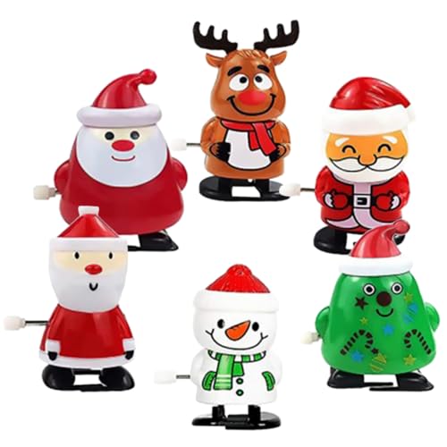 FUNOMOCYA 6 Stück Teiliges Weihnachts-aufziehspielzeug Lustiges Wind-up Cartoon Figuren Tragbar für Party und Spielerische der Hand-Auge-koordination von FUNOMOCYA