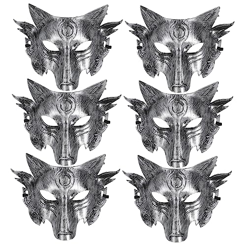 FUNOMOCYA 6 Stück Teiliges Wolf Kopf Halbgesichtsmaske Halloween Kostüm Tiermaske mit Elastischem Band für Erwachsene Cosplay Party Karneval Requisite Vintage Silber FUNOMOCYA 6 Stück Teiliges Wolf Kopf Halbgesichtsmaske Halloween Kostüm Tiermaske mit Elastischem Band für Erwachsene Cosplay Party Karneval Requisite Vintage Silber von FUNOMOCYA