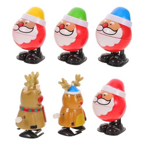 FUNOMOCYA 6 Stück Weihnachtskette Windup Rentier Aufziehspielzeug Rentier aufziehen lustiges Aufziehspielzeug für Hirsch Metall von FUNOMOCYA