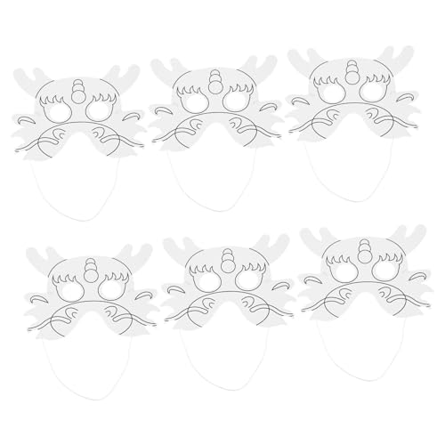 FUNOMOCYA 6 Stück Weiße Papiermasken zum Bemalen DIY Blanko Masquerade Masken aus Papier Leichte Blanko Cosplay Masken zum Selbstgestalten für Halloween Karneval Kunstprojekte von FUNOMOCYA