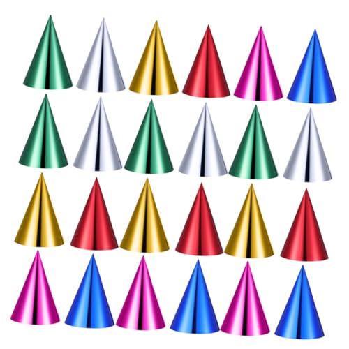 FUNOMOCYA 60 Stück Teiliges Partyhüte Metallic Geburtstagskegel Hüte mit Elastischem Band Leichter Papierkegel für Feierlichkeiten DIY Montage Buntes Partyzubehör für Geburtstagsfeiern von FUNOMOCYA