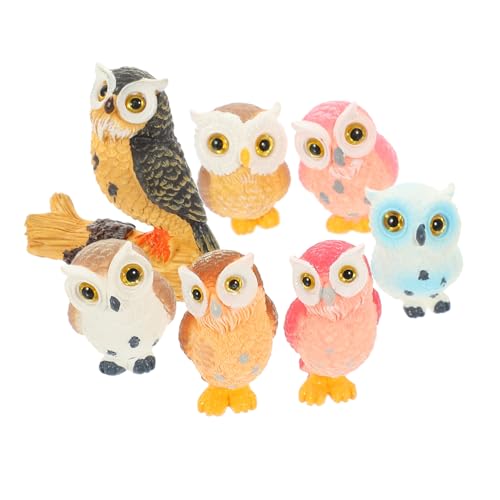 FUNOMOCYA 7 Stück Mikrolandschafts-eulenfigur Eule Zu Eulenbabys Eulenschmuck Für Baum Plüsch Eulen- Vogelabwehr Falsche Eule Bausatz Das Eulenhaus Die Taube Harz von FUNOMOCYA
