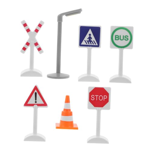 FUNOMOCYA 7 Stück Teiliges Miniatur Verkehrszeichen Spielset für Robustes Mini Verkehrsschilder Set Zubehör Interaktives Straßenschild für Familienzeit und Gemeinsames von FUNOMOCYA