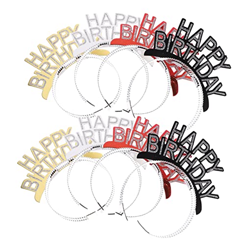 FUNOMOCYA 8 Stück Teiliges Geburtstags Haarreif für Erwachsene Leichte Papier Kopfschmuck in Gold Silber Schwarz Rot Komfortabel Langlebig für Geburtstagsfeier und Partydekoration von FUNOMOCYA