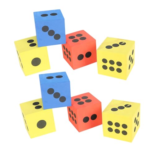 FUNOMOCYA 8 Stück Teiliges Große Farbige Eva Schaumwürfel Spielwürfel für Partyspiele Mathe Lernspielzeug Sicher für Drinnen Draußen Pädagogisches Würfelspiel Zufällige Farbe von FUNOMOCYA